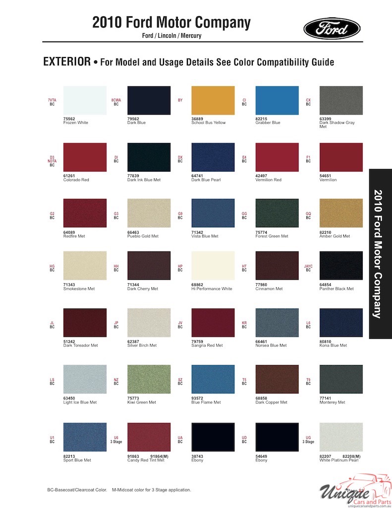 2001 Ford Paint Charts Sherwin-Williams 10